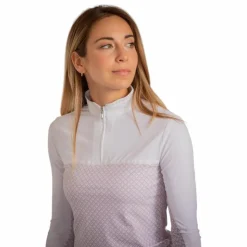 Pénélope - Polo de concours manches longues femme Debbie / rose Blanc Hot