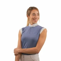 Pénélope - Polo de concours sans manches femme Séville mesh gris Bleu Discount