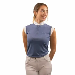 Pénélope - Polo de concours sans manches femme Séville mesh gris Bleu Discount
