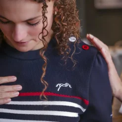 Pénélope - Pull manches longues femme Maelle / écru / rouge Marine New