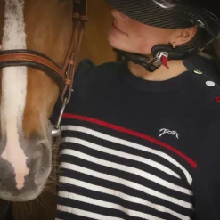 Pénélope - Pull manches longues femme Maelle / écru / rouge Marine New