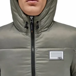 Outlet RG Italy - Doudoune manches longues homme Hooded Puffer kaki Vert