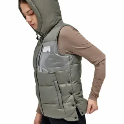 RG Italy - Doudoune sans manches femme Hooded Puffer kaki Vert Clearance