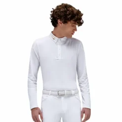 Sale RG Italy - Polo de concours manches longues homme Perforated Competition Blanc