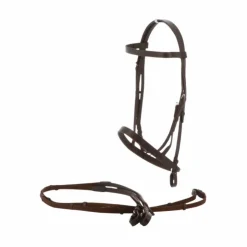 Hot Riding World - Bridon muserolle française avec rênes Havane