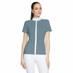 Samshield - Chemise manches courtes femme Julia Intarsia stormy sea Bleu