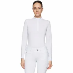 Samshield - Polo de concours manches longues femme Ornella Blanc Discount