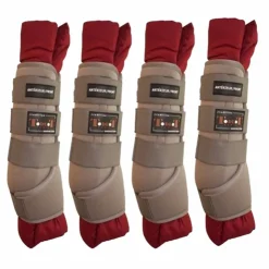 TdeT - Guêtres d'écurie gris/bordeaux x4 Hot