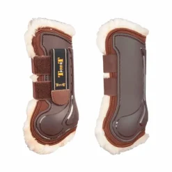 Online TdeT - Guêtres ouvertes Design avec doublure mouton marron x2