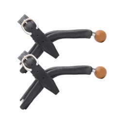 TdeT - Éperons en cuir avec embout en sphère bois homme Noir