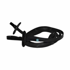 TdeT - Rênes en caoutchouc micro-picots avec arrêtoirs intégrés Noir Best