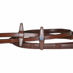 Online TdeT - Rênes en caoutchouc micro-picots avec arrêtoirs intégrés tabac Marron