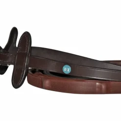 Online TdeT - Rênes en caoutchouc micro-picots avec arrêtoirs intégrés havane Marron